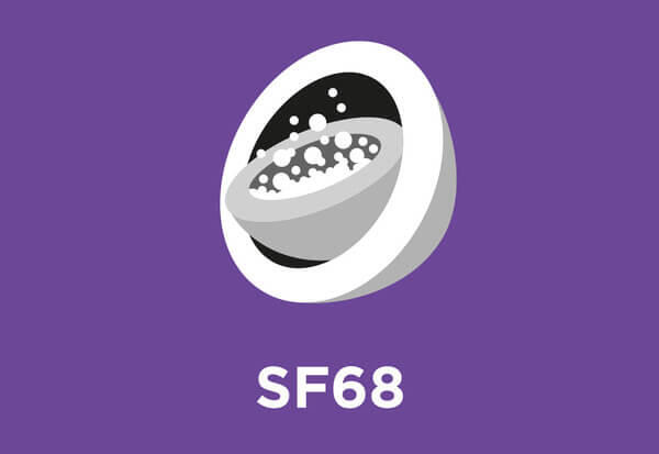 Obsahuje garantované množství živých bakterií - probiotika unikátního kmene (SF68) (5 × 10⁸ KTJ*/g)